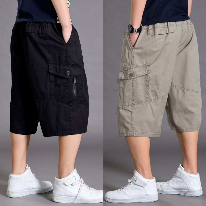 Men's Loose Casual Workwear Mid-Length Pants, Plus Size, Over-The-Knee Shorts, Summer Thin Shorts, Trendy