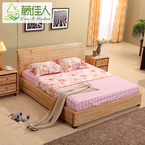 Hotel master bed 1 8 m double bed Indonesian rattan bed rattan bed rattan bed Vine Furniture bed rattan bed TD