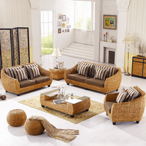Fujia Rattan sofa combination rattan chair five-piece living room single sofa chair homestay rattan furniture TD