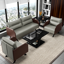 Office sofa simple modern small apartment three-person reception business leather art office coffee table creative set
