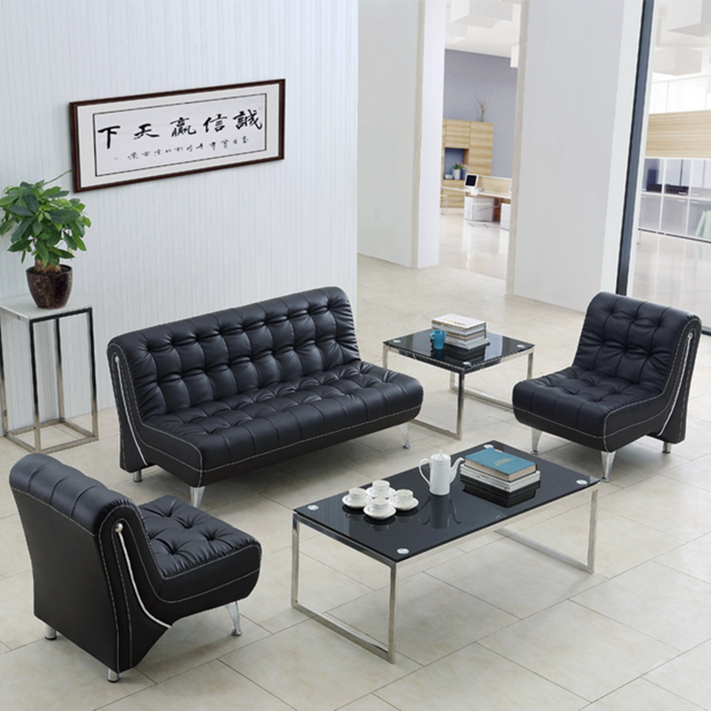 Office sofa coffee table combination business reception small sofa simple modern reception simple three-person office
