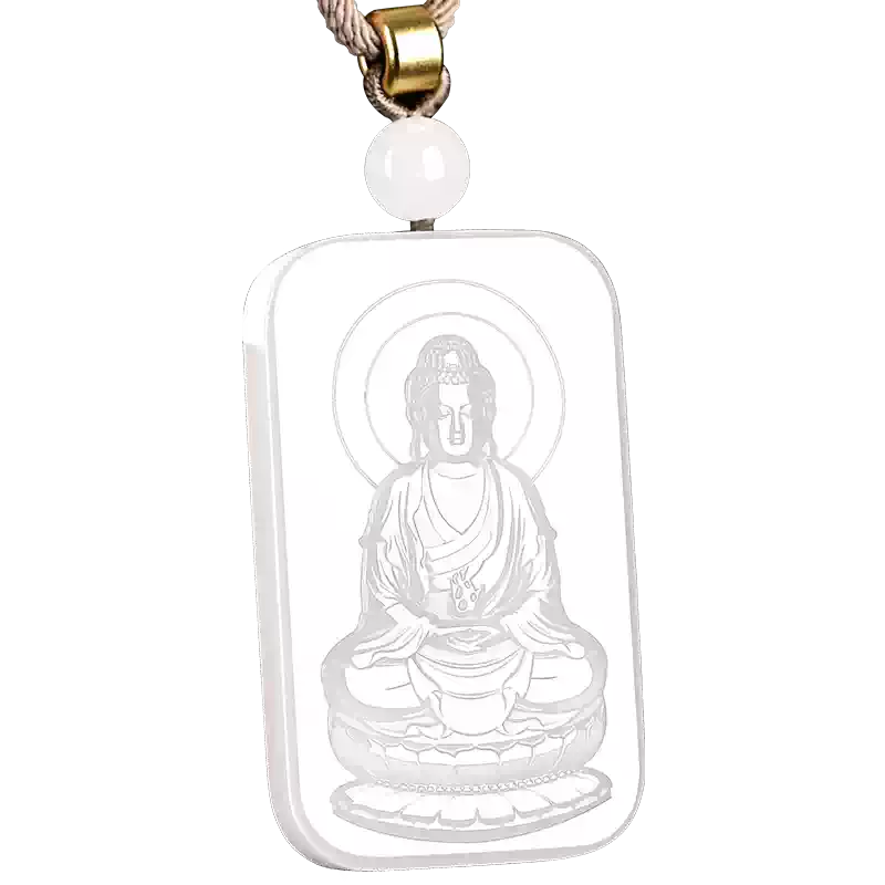 天然和田玉羊脂玉大势至菩萨吊坠生肖属马本命佛观音玉佩男项链女