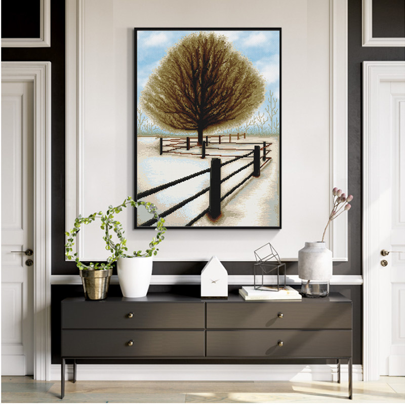 ABV cross stitch old three pure cotton precision printing 2019 new products living room simple European style novice winter love song