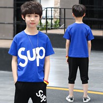  Childrens clothing boys  suit summer 2021 new summer western style summer childrens handsome middle and large childrens sports boys tide