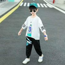  Boys childrens clothing 2021 fashionable childrens sweater Childrens long-sleeved casual two-piece set boys foreign clothes hip-hop trend
