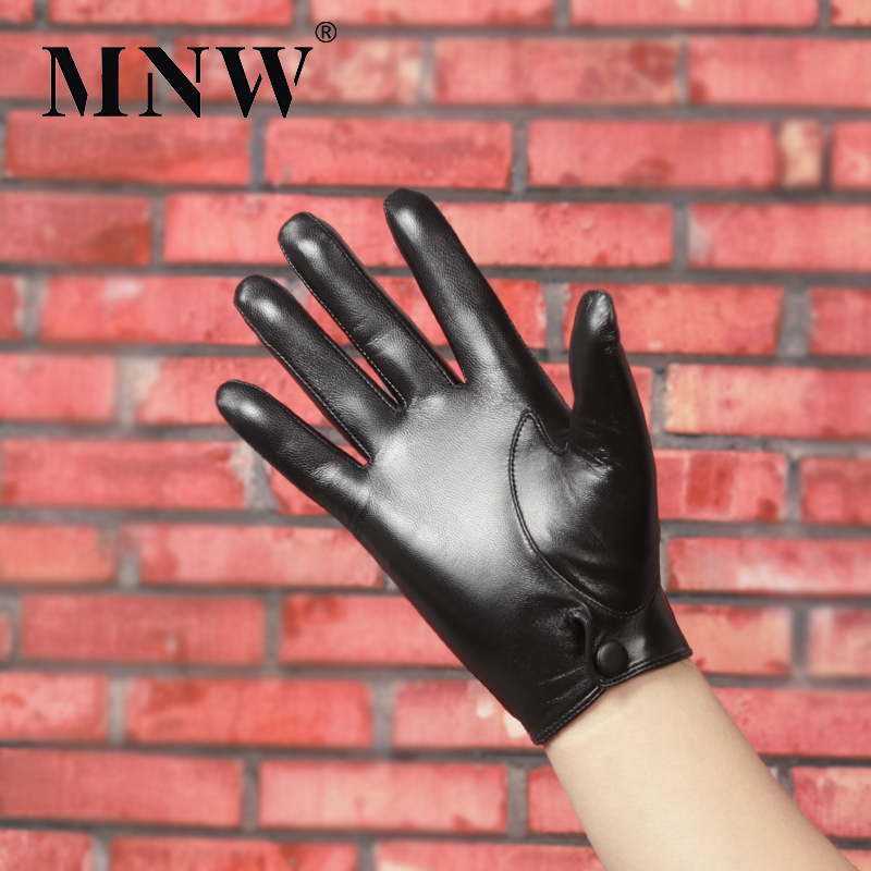 Imported Small Goatskin Gloves for Men, Short and Thin, Hand-Shaping, Fleece-Lined, Warm, Driving, Touchscreen, Genuine Leather Gloves for Men