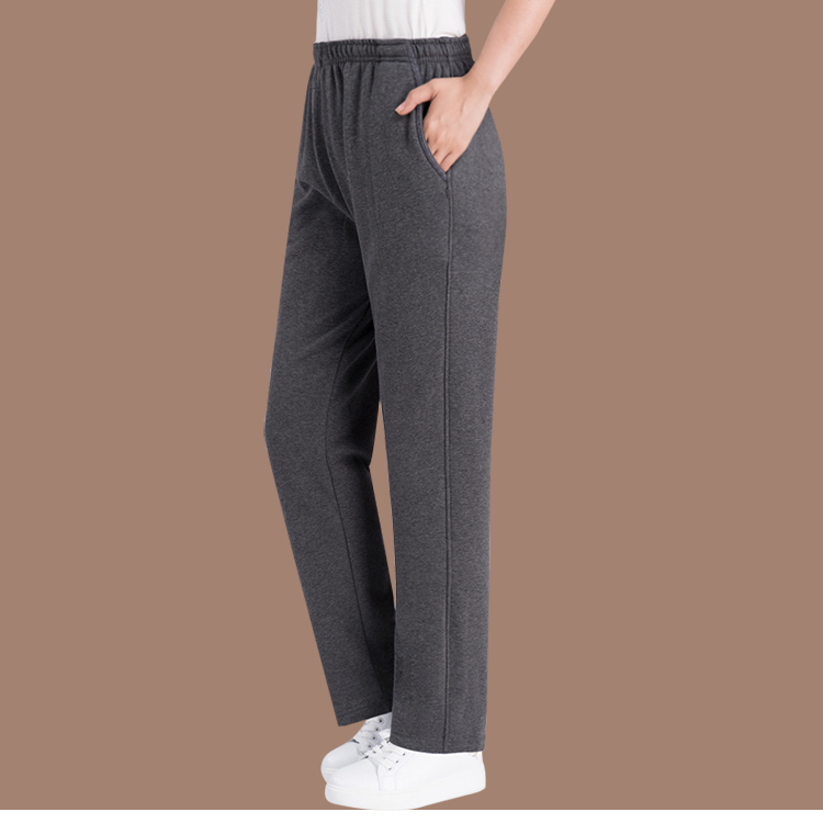Quần áo mùa đông trung niên cộng với nhung dày của phụ nữ Quần rộng kích thước lớn cotton trung tính mẹ thun co giãn ấm mồ hôi quần áo trung niên