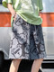 Summer Bear Print Shorts for Men, Ice Silk 2025 New Style, Large Size Mid-Length Pants, Loose and High-End Men's Casual Pants