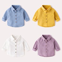 Children's shirt boy plus velvet long sleeve spring and autumn dress Korean boy shirt baby shirt cotton foreign style