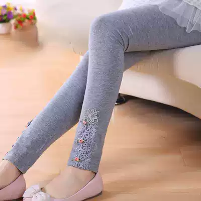 Cotton plus Velvet girl pants spring and autumn sports slacks 2021 new middle and big children slim loose thick pants