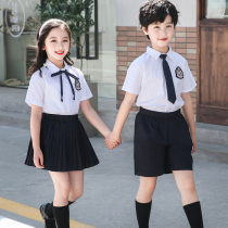 Summer Banfu Shirt Pure Cotton Short Sleeve Kindergarten Garden Dress College Graduation Summer Clothing Children Suit Elementary School Uniforms