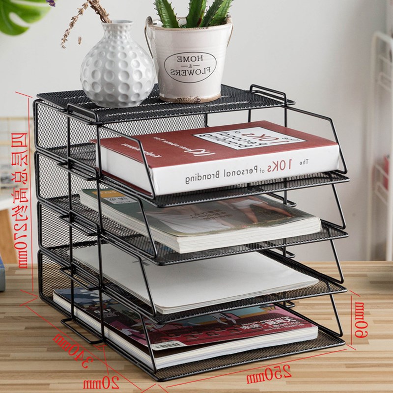 Creative office desktop document A4 multi-layer rack File data rack Multi-layer clip shelf Office metal storage shelf