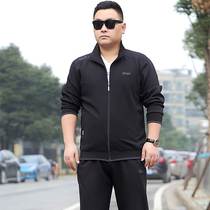 Spring mens fat plus size sportswear Spring and autumn middle-aged mens leisure suit Extra large size sports suit
