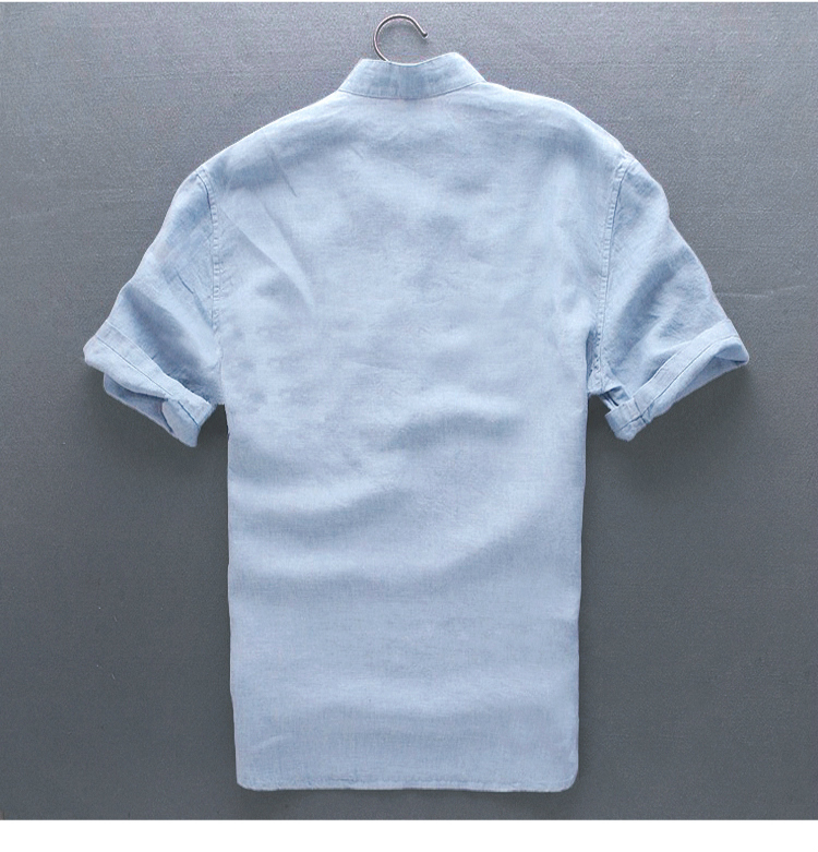 Áo sơ mi nam đứng cổ áo cotton ngắn tay Áo thun mỏng thoáng khí mùa hè áo trắng áo sơ mi nam nửa tay áo sơ mi công sở