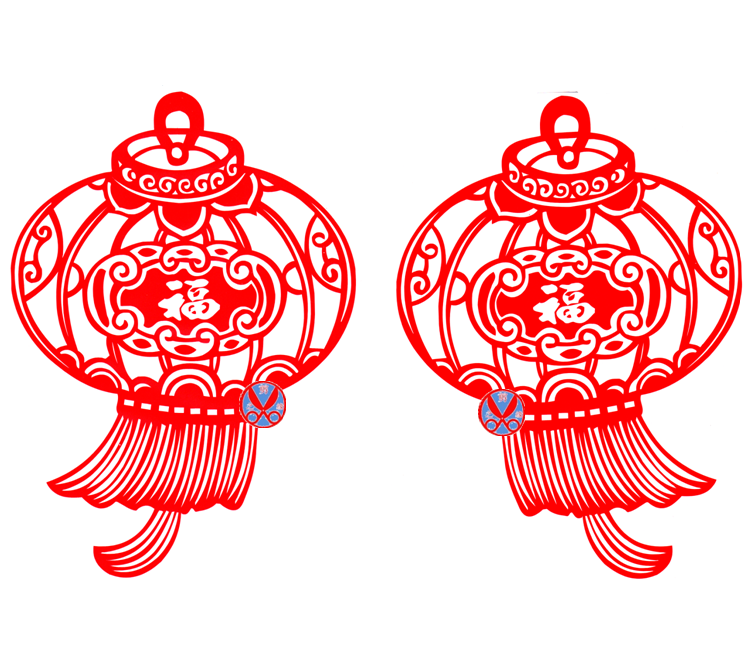 Hollowed-out adhesive large red lantern cut paper window Flower New Year Spring Festival sticker painted glass sticker China Jifu word door sticker