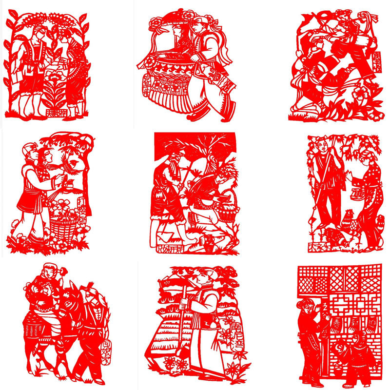 Hollowed-out adhesive Shaanxi Folk cutting paper window Flower Shaanxi Northern Customs Sticker Shaanxi Customs and Waterproof Sunscreen