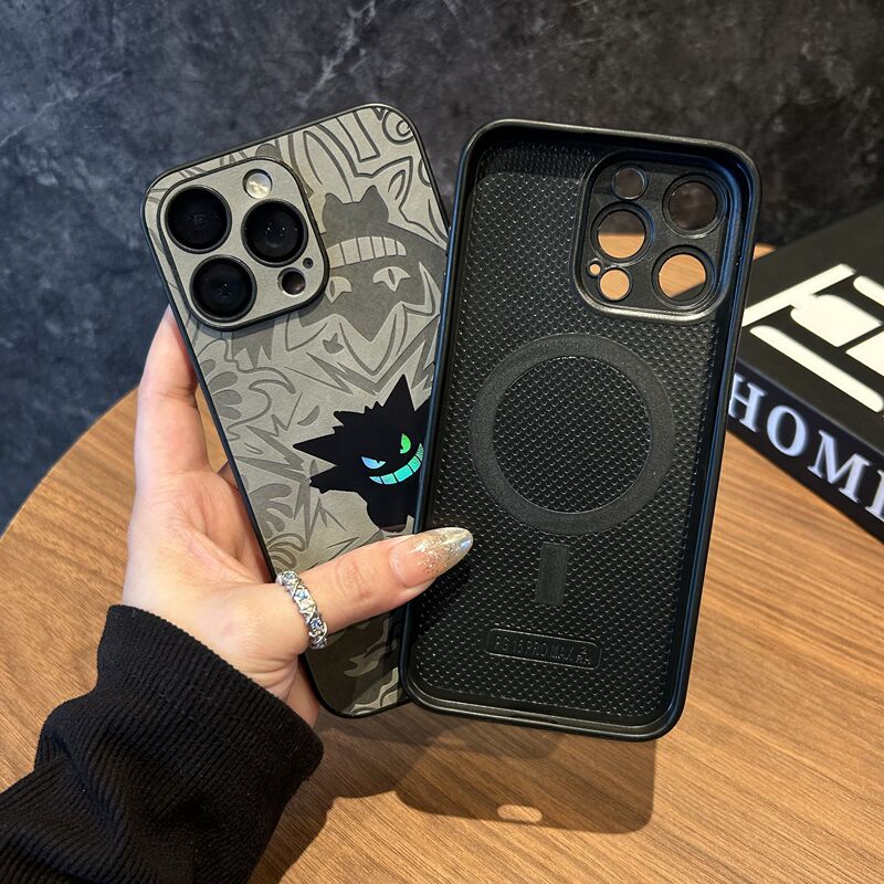 Wireless Apple Phone Case 16Pro Magnetic Laser Gradient Gengar Compatible iPhone 15 Pro Max New Model 14Pro Protective Case iPhone 13 Four-Corner Shockproof 12 Full Coverage Lens 11 Personalized