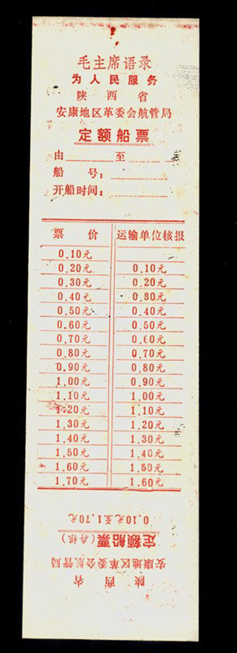 Ticket Collection 22-1 Shaanxi Ankang County Quotes Ferry Ticket with Secondary Coupon Full Version