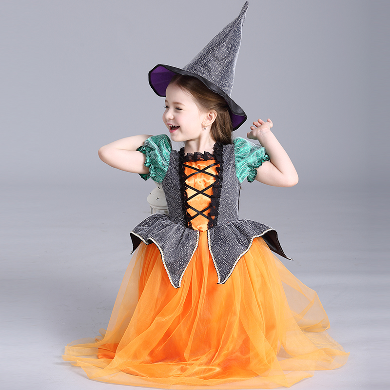 Halloween trang phục trẻ em cosplay phù thủy hóa trang phù thủy hiệu suất quần áo cô gái công chúa váy đầm quần áo bé trai 1 tuổi