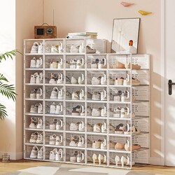 Transparent Folding Shoe Storage Box, Space-Saving Shoe Organizer, Trendy Drawer-Style Shoe Rack