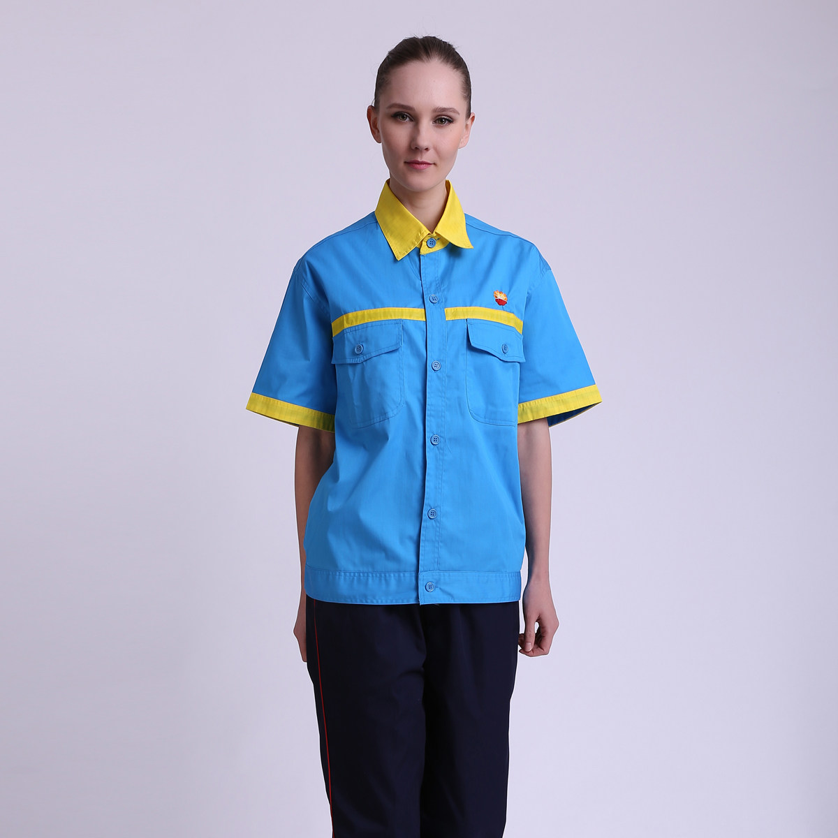 PetroChina short sleeve overalls gas station summer thin anti-static clothing men's and women's overalls half-sleeve stationmaster suit