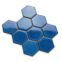 Ceramic mosaic Large hexagonal personality brick Kitchen blue tile floor tile Bathroom bar Kitchen shower room