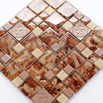 Mosaic Stainless steel stone laminated European style crystal glass TV background wall tile puzzle living room mirror