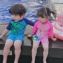 Ins mẫu người mẫu đồ bơi trẻ em gái cô gái kiểu dáng em bé áo tắm một mảnh cô gái đồ bơi bé trai - Bộ đồ bơi của Kid đồ bơi trẻ em cao cấp