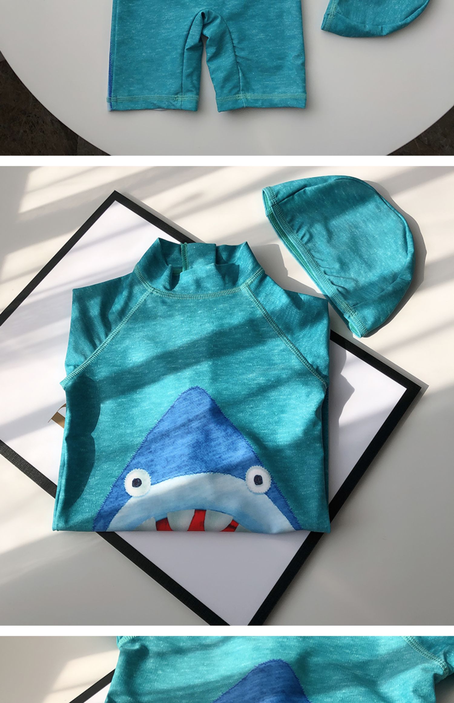 Áo tắm cho trẻ em trai Siamese Spa Kem chống nắng khô nhanh Áo tắm cho bé trai Dễ thương Shark Baby Beach Kem chống nắng - Bộ đồ bơi của Kid bộ đồ bơi cho bé trai
