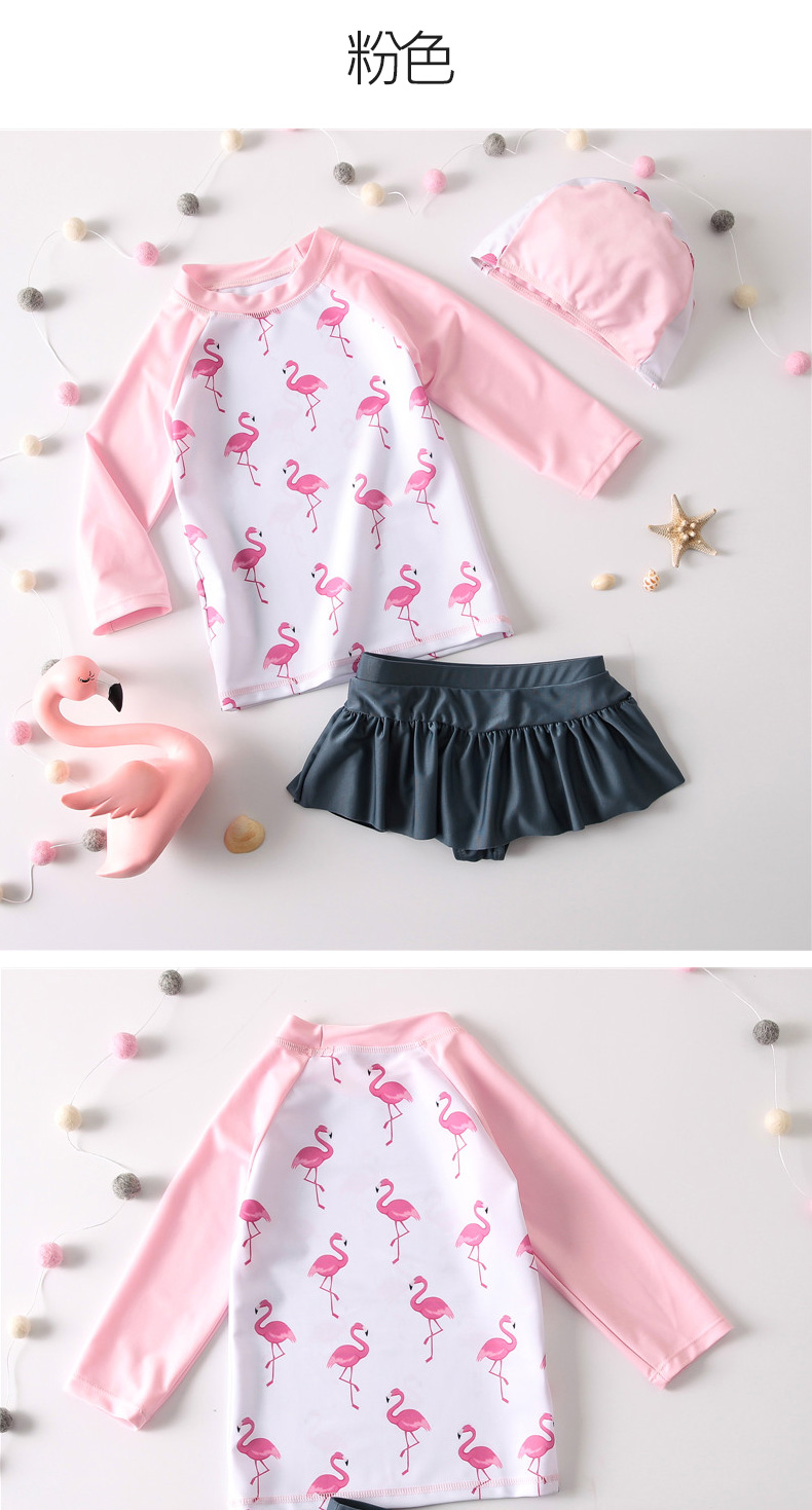 Đồ bơi trẻ em Hàn Quốc bé gái nhỏ bé trai lớn dễ thương chia đôi váy flamingo công chúa váy chống nắng - Bộ đồ bơi của Kid đồ bơi bé gái tay dài