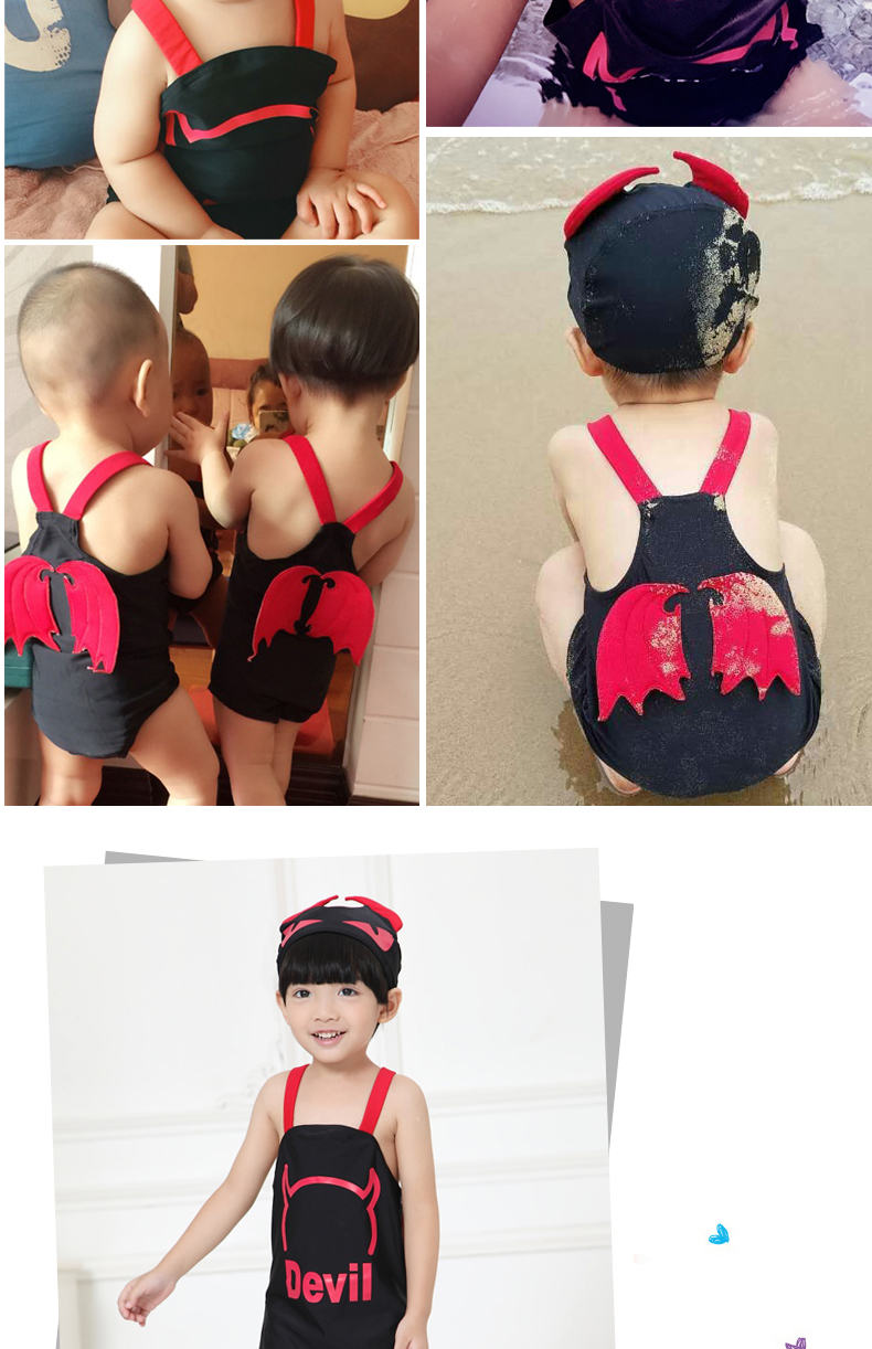 Đồ bơi cho trẻ em Bé trai và bé gái Bé Xiêm dễ thương Devil Angel Wings Spa Đồ bơi có mũ bơi đồ bơi cho trẻ em