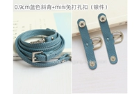 Синий без перфорации (мини-размер) — серебро + ремешок через плечо