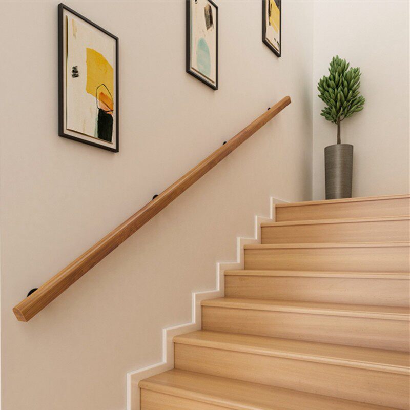 Nordic solid wood stair handrail home indoor railing kindergarten nursing home hospital villa against the wall anti-skid handrail