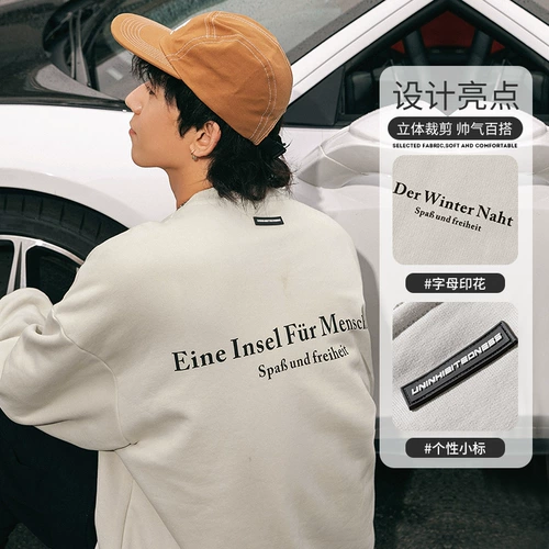 Демисезонная толстовка, утепленная футболка для влюбленных, в американском стиле, круглый воротник