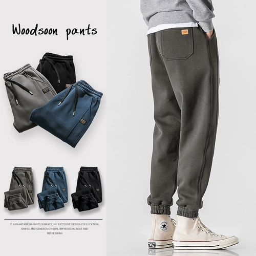 Осенние трендовые трикотажные спортивные утепленные удерживающие тепло штаны, свободный крой