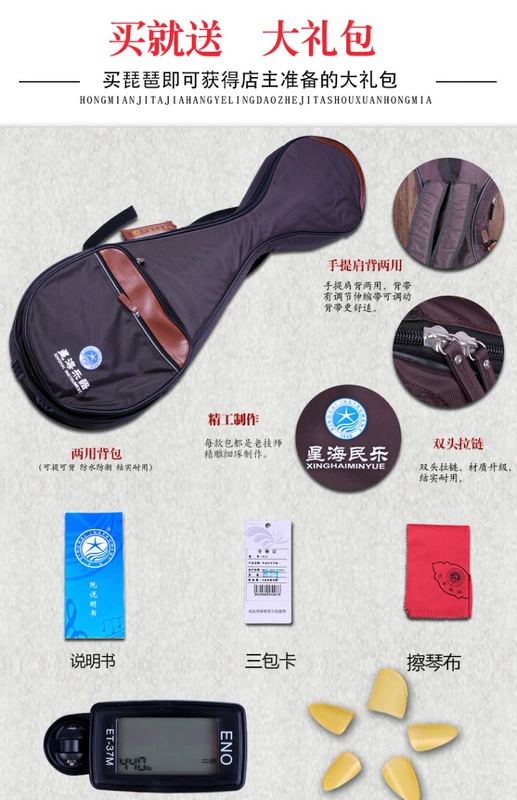 Bắc Kinh Xinghai instrument nhạc cụ 8912-2 gỗ gụ gỗ hồng đánh bóng test kiểm tra chơi chuyên nghiệp 琵琶 gửi phụ kiện - Nhạc cụ dân tộc