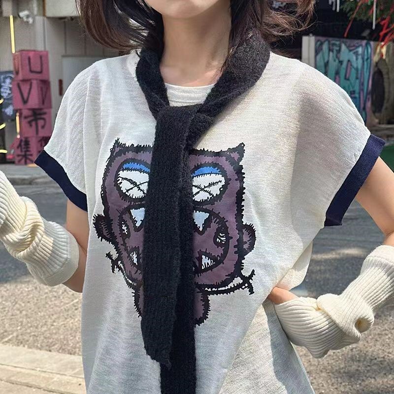 Versatile Photo Accessory Knitted Thin Scarf Women's Neck Warmer Fashion ins Halter Neck Y2K Subculture Millennial Collar Belt