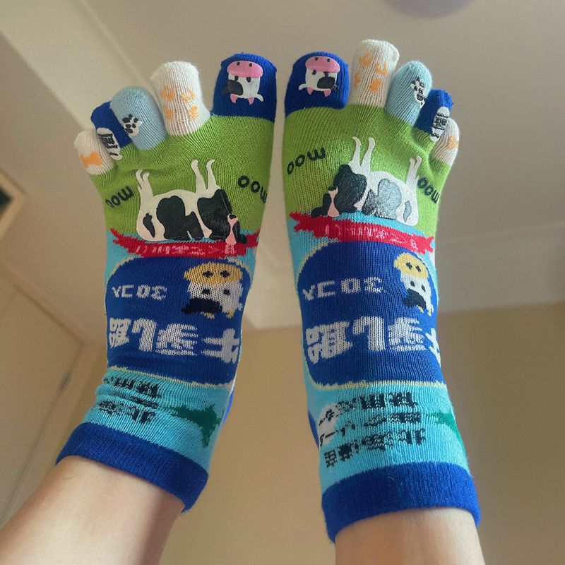 Japanese Style Five-Toe Socks for Women, Tutu Style, Spring, Summer, Autumn, Pure Cotton, Thin, Breathable, Cute, Japanese Style Mid-Calf Socks, Short Socks, Free Shipping