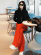 Mingming GUKKS striped sweatpants women's comfortable travel 2025 autumn and winter velvet thickened trousers embroidered casual pants
