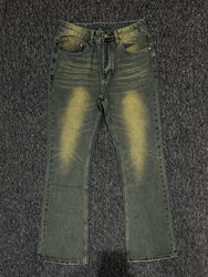 Cleanfit micro -speakers bootcut yellow mud rust -colored denim high street vibe men's pants