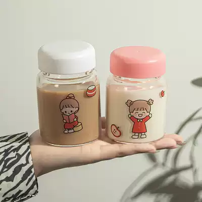 Small mini cute glass small capacity Net red portable schoolgirl Cup ins hipster water cup milk