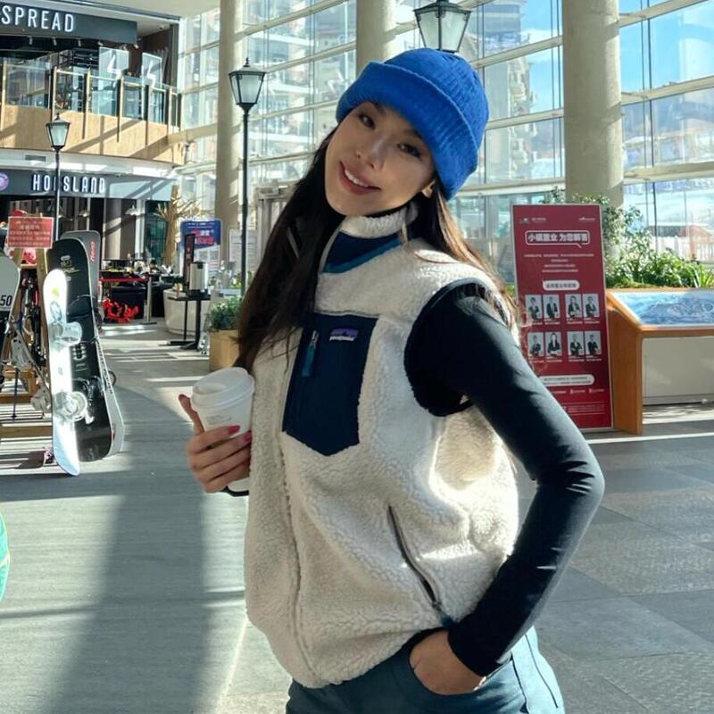 Outdoor American-Style Lamb Wool Vest, Unisex Fleece Warm Sports Casual Cold-Resistant Warm Jacket