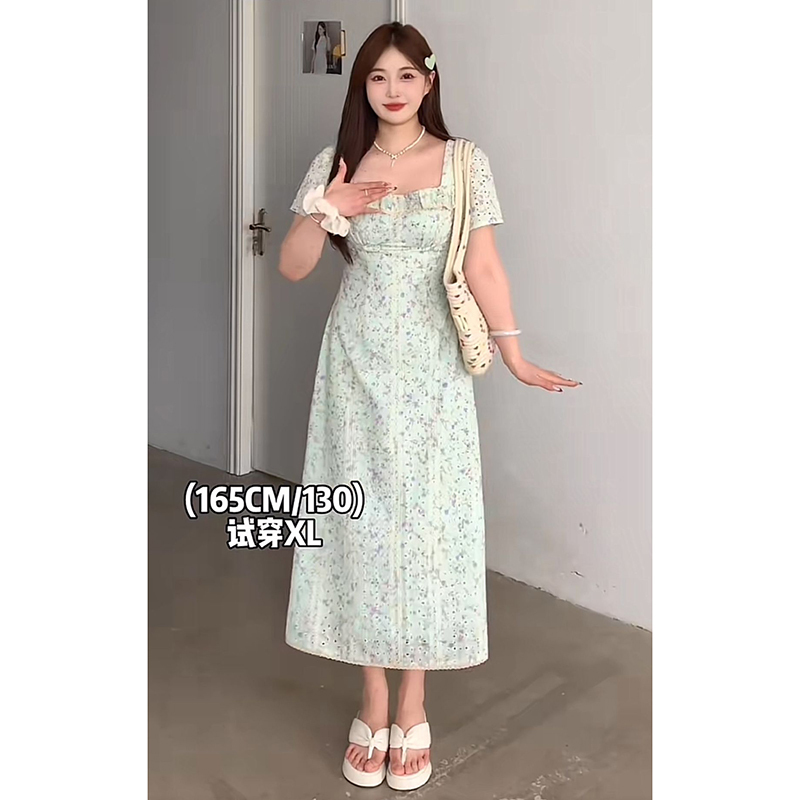 Summer Dopamine Floral French Tea Break Dress for Women, Plus Size, Slightly Chubby, Covers the Body, Looks Slimming, High-End, Elegant Dress Summer Dopamine Floral French Tea Break Dress for Women, Plus Size, Slightly Chubby, Covers the Body, Looks Slimming, High-End, Elegant Dress