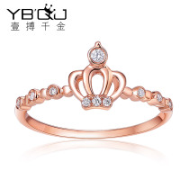 A thousand gold fashion Joker elegant rose 18K gold crown diamond ring female ring to send girlfriend