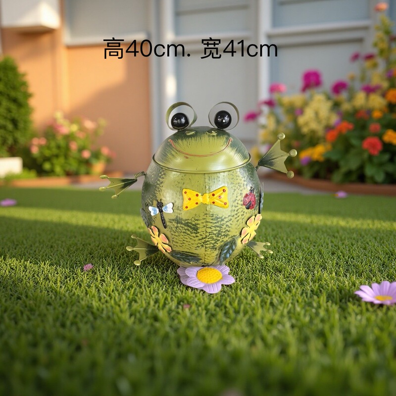 Wrought Iron Trash Can Outdoor Garden Balcony Frog Cartoon Animal Decorative Ornament Living Room Children's Bedroom Trash Can Wrought Iron Trash Can Outdoor Garden Balcony Frog Cartoon Animal Decorative Ornament Living Room Children's Bedroom Trash Can