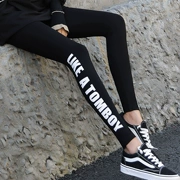 Quần legging cotton cỡ lớn nữ mặc nhung đen dài chân mỏng mùa thu mỏng bó sát chín mùa đông