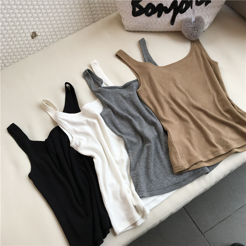 Camisole women's 2022 summer Korean version outerwear bottoming sexy all-match European goods Hong Kong style cotton sleeveless top trendy