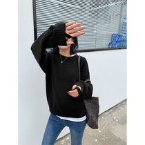 Bell in mind This treasure blue round collar high collar cuffs wear with sweater women thick solid and lazy with wool knit blouses