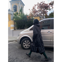 2021 Winter new fashion exploits long after lap black color white duck suede loose down jacket woman