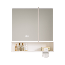 Rounded corners and heightened space aluminum smart bathroom mirror cabinet bathroom storage cabinet wall-mounted with beauty storage rack for dressing